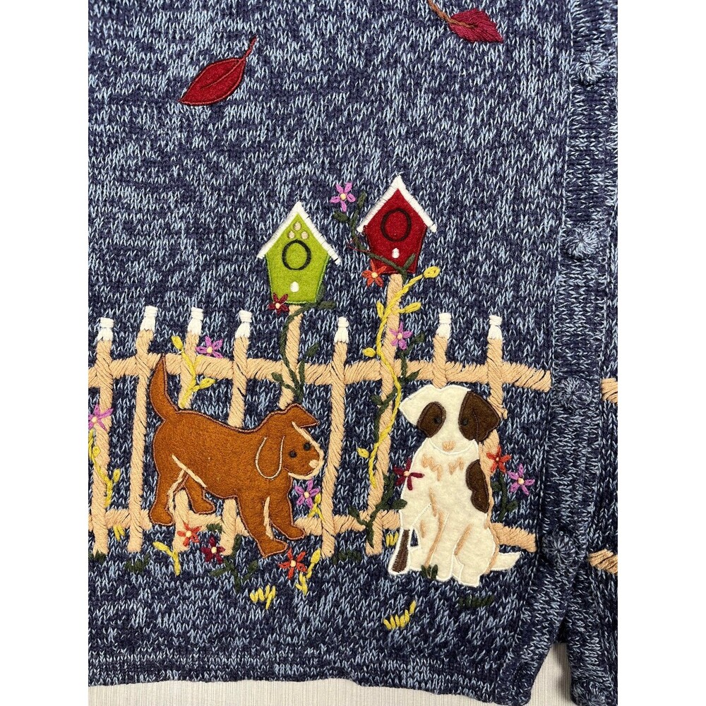 Bobbie Brooks Womens Cotton Knit Vest 26W Applique Fall Dogs Novelty Whimsical - Picture 5 of 13
